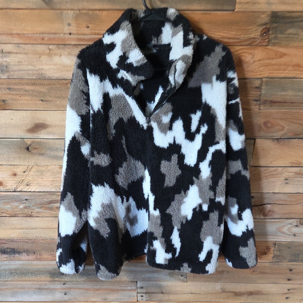 Eddie Bauer Black and White Camouflage Puffer Jacket